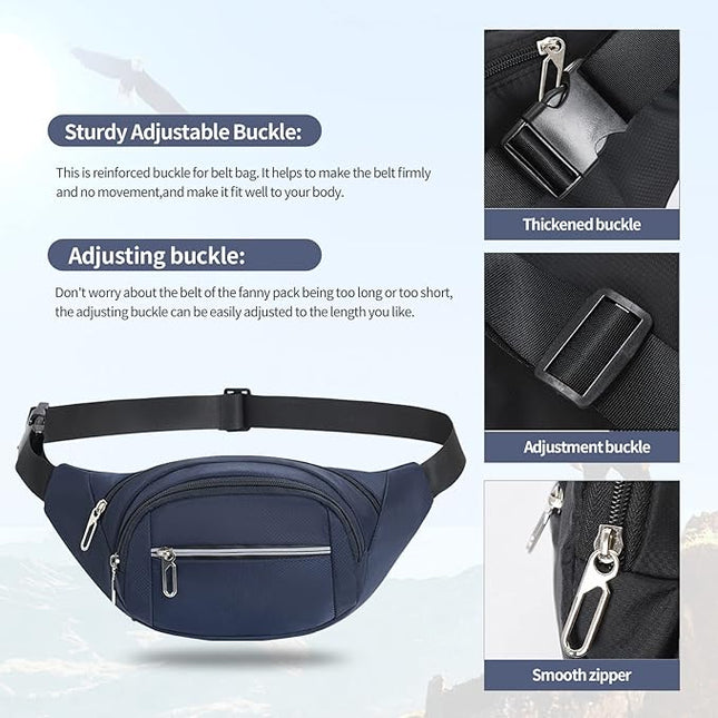 DAITET Crossbody Fanny Pack for Men&Women,Large Waist Bag & Hip Bum Bag with Adjustable Strap for Outdoors Workout Traveling Casual Running Hiking Cycling