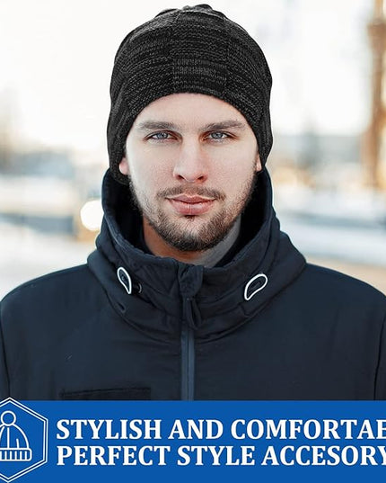 Geyoga 2/3/4 Pack Winter Beanie Hats for Men Warm Slouchy Beanies Hats Fleece Lined Thick Knitted Ski Skull Warm Cap