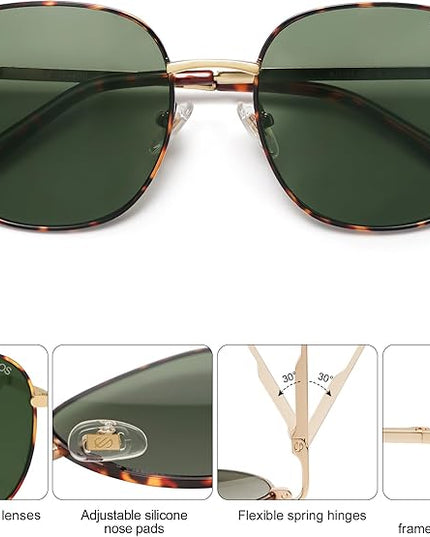 SOJOS Classic Trendy Square Sunglasses for Women Men Cute Big Frame Gold Shades SJ1137