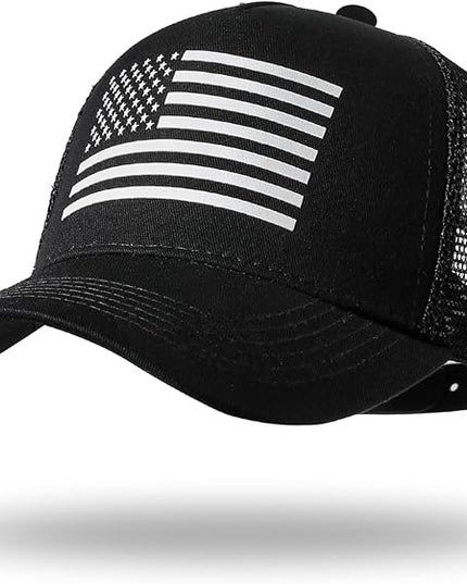 American Flag Trucker Hat - Snapback Hat, Baseball Cap for Men Women - Breathable Mesh Side, Adjustable Fit - for Casual Wear