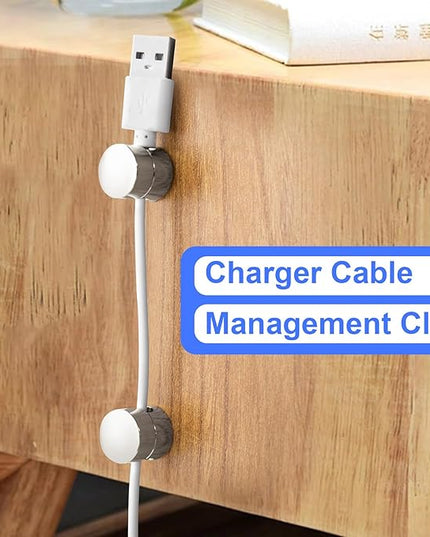 3 Sets Charger Holders for Cords, Silver Adjustable Cable Anchor Holders, Adhesive Metal Cord Clips, Cable Management Wire Organizers for Desk, Office, Nightstand