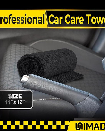Microfiber Cleaning Cloth, 24 Pack Reusable Microfiber Towels for Cars Lint Free Cleaning Shop Towel Rags for Home Kitchen Automotive Bar Mechanic Restaurant Garage, 11"x 12", Black