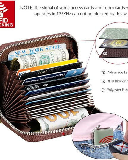 FurArt Zipper Wallet Women, RFID Blocking Credit Card Wallet, Business Card Holder, Compact Size KeyChain Wallet