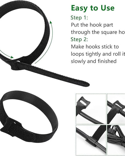 OneLeaf 60 Pcs Reusable Fastening Cable Ties with Hook and Loop, Multi-Purpose Cable Straps Wire Ties Cable Management, Adjustable Cord organizer Ties for Computer/TV/Electronics, 3 Sizes and 5 Colors
