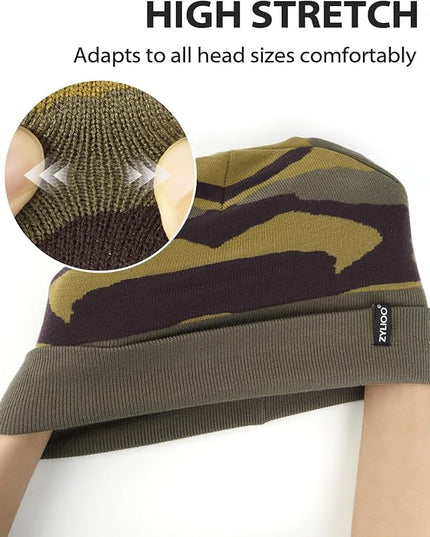 Zylioo Oversize Beanie Hats, XXL Big Size Ribbed Knit Cuffed Winter Hat for Cold Weather, Warm Skull Watch Cap