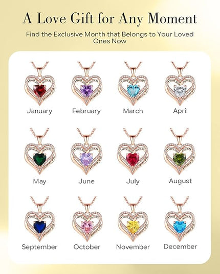 S925 Sterling Silver Necklace for Women, Wife Jewelry Rose Gold, Mom Birthday Valentines Mothers Day Gifts, Girlfriend Necklaces, Daughter Heart Jewel, Anniversary for Her