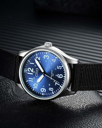 CIVO Analog Wrist Watches for Men: Waterproof Stainless Steel Mens Watches - Silver Watch with Easy Read Dial Men's Watch for Gift