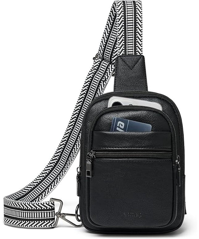 Sling Bag For Women Faux Leather Small Casual Daypack Backpack Fanny Pack Crossbody Chest Bags Purse