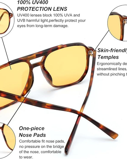 FEISEDY Retro Square Aviator Sunglasses Women Men 70s Vintage Trendy Plastic Frame Sun Glasses B2835
