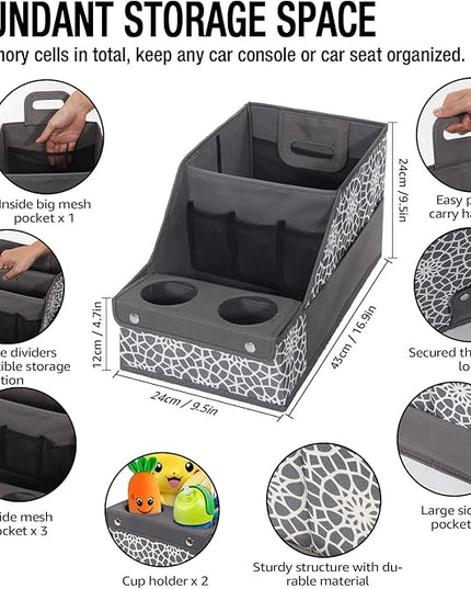 MULISOFT Car Seat Organizer - Backseat with 11 Compartments, 2 Cup Holders, and 2 Oversized Side Pockets for Travel and Storage