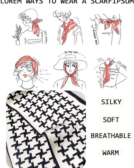 Head Scarf Purse Handle Neck Satin Hair Scarfs For Bag Lightweight Silky Long Thin Women's Fashion Scarves 59 * 5.9”