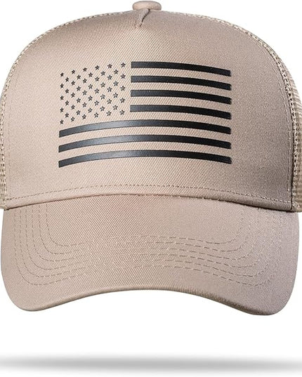 American Flag Trucker Hat - Snapback Hat, Baseball Cap for Men Women - Breathable Mesh Side, Adjustable Fit - for Casual Wear