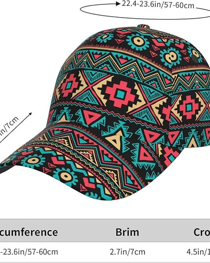 African Ethnic Tribal Style Baseball Cap for Men Women, Fashion Adjustable African Hat Casual Trucker Hats Sun Caps