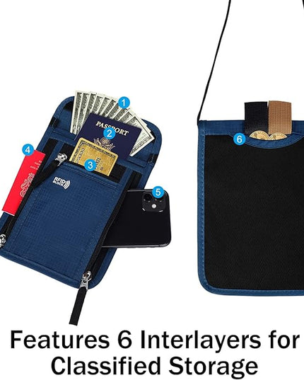 Travel Pouch Neck Wallet Family Passport Holder Organizer Case with RFID Blocking | RFID Blocking