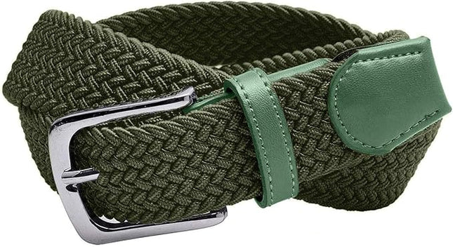 Falari Men Women Multicolored Elastic Stretch Braided Belt Canvas Fabric Woven No Holes Belt