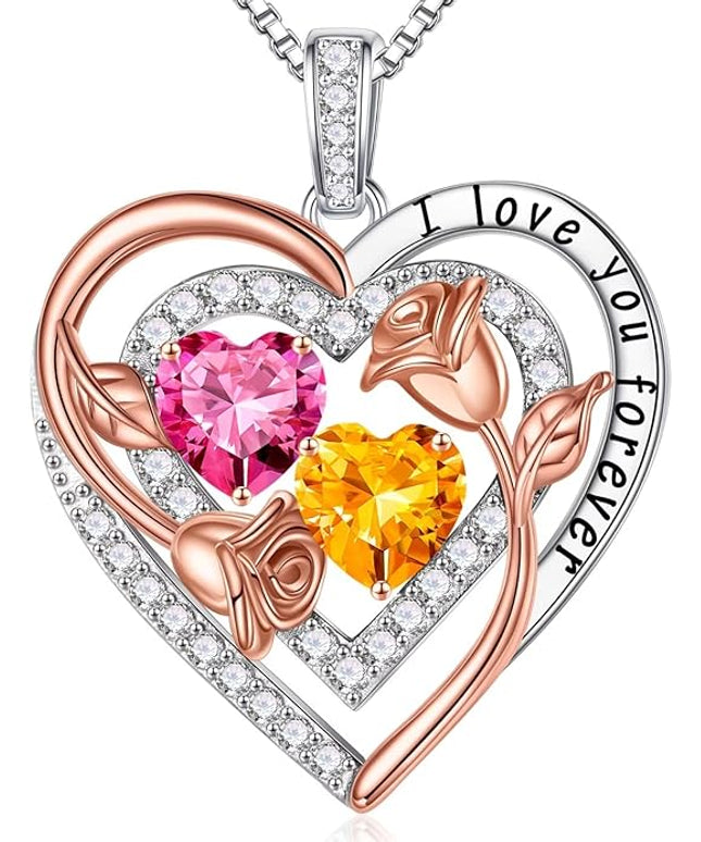 Iefil Christmas Gifts for Women - Sterling Silver Birthstone Necklace Anniversary Birthday Gifts for Her Wife Mom Daughter