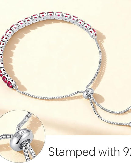 SUNFEEL Birthstone Bracelet Jewelry for Women Sterling Silver with Gold Plated Tennis Bracelet Classic Bolo Adjustable Chain Anniversary Birthday Gifts for Women Mom Wife Her
