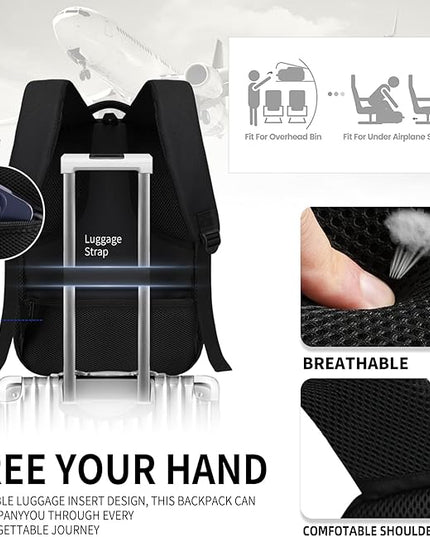 Black Backpack for Men, School Backpack for Boys Teens, 15.6 Inch Laptop backpack with USB Charger for College High Middle School Work Business Book Bag, boys backpack, Bookbag