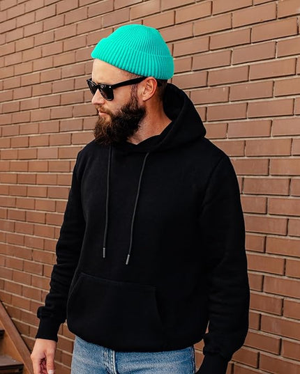 ROYBENS Swag Wool Knit Cuff Short Fisherman Beanie for Men Women, Winter Warm Hats
