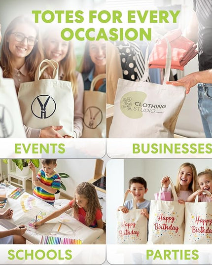 Simpli-Magic Canvas Tote Bag 13"x15" (15 Pack) – Thick Shopping Canvas Tote Bags Bulk – Blank Reusable Grocery Bags for DIY Art & Craft, Sublimation 79163 (Beige)