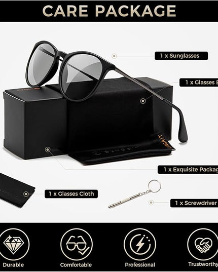 SUNGAIT Premium Vintage Round Sunglasses for Women Men Classic Retro Trendy Style