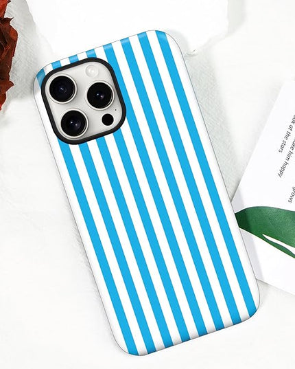 Magnetic for iPhone 14 Pro Case Cute Stripes Phone Case, Shockproof Slim TPU and Hard PC Protective Phone Cover Compatible with MagSafe Designed for Women Girls, Deep Blue
