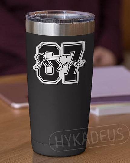 (3Pcs) 67 Six Seven Meme Stickers Funny Gen Alpha Slang 6 7 Numbers Vinyl Decals Waterproof for Laptop, Water Bottle, Phone Case, Tumbler, Scrapbooking, 3" x 2.4"