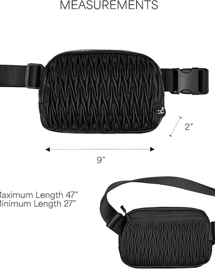C.C Belt Bag for Women – Quilted Fanny Pack Crossbody Waist Bag with Adjustable Strap, Fashion Gift Idea (Materasse - Black)