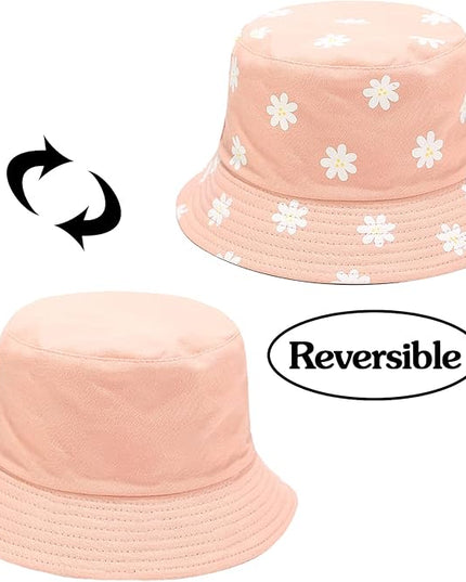 XYIYI Cute Bucket Hat Beach Fisherman Hats for Women, Reversible Double-Side-Wear