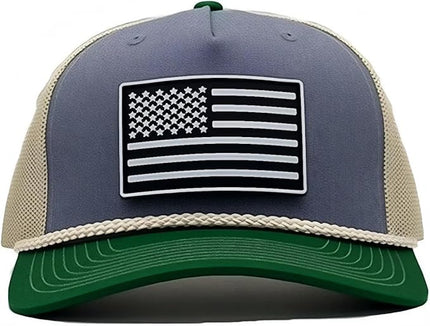 Old Glory PVC Curved 5 Panel Rope Hat, Adjustable Snapback Baseball Cap, Perfect for Outdoor Sports