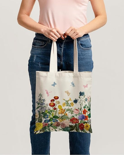 Horaldaily Canvas Tote Bag,Reusable Shoulder Tote Bag for Women Lady Casual Vacation, Shopping, Work, Gym
