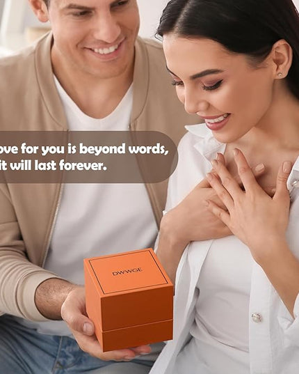 Rose Heart Pendant Necklace Gifts for Wife, Engraved 'I love you' Gift for Wife Girlfriend, Anniversary Birthday Eternity Jewelry Present for Women, Moissanite Necklace Gift for Her