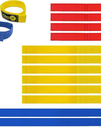 Quick-Straps by Wrap-It Storage - Assorted 12-Pack Multicolor - Hook and Loop Hose and Cable Organizers