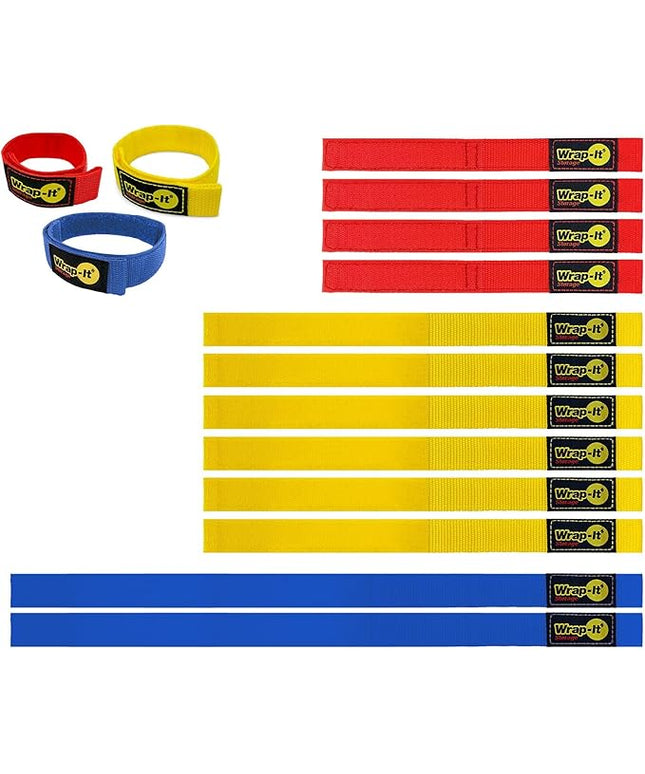Quick-Straps by Wrap-It Storage - Assorted 12-Pack Multicolor - Hook and Loop Hose and Cable Organizers
