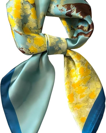 kcctoo 27.5" Mulberry Silk Feeling Head Scarf Women's Fashion Square Neck Satin Scarfs for Bag Hair Scarves Gift