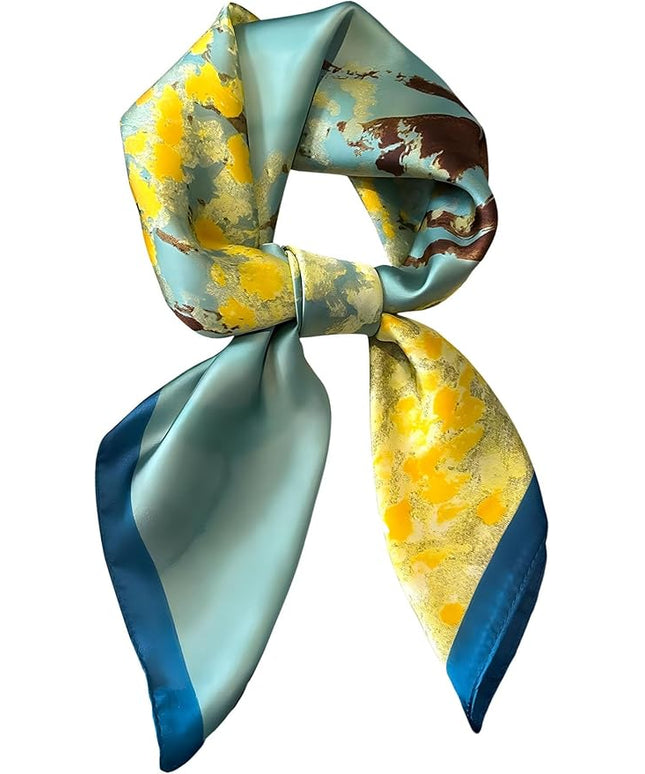 kcctoo 27.5" Mulberry Silk Feeling Head Scarf Women's Fashion Square Neck Satin Scarfs for Bag Hair Scarves Gift