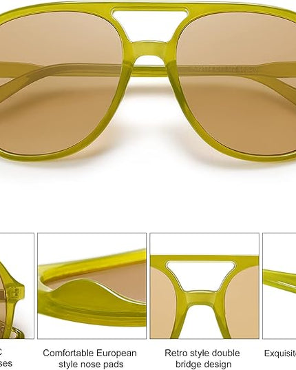 SOJOS Retro Polarized Aviator Sunglasses Womens Mens Classic 70s 80s Vintage Trendy Square Aviators SJ2174