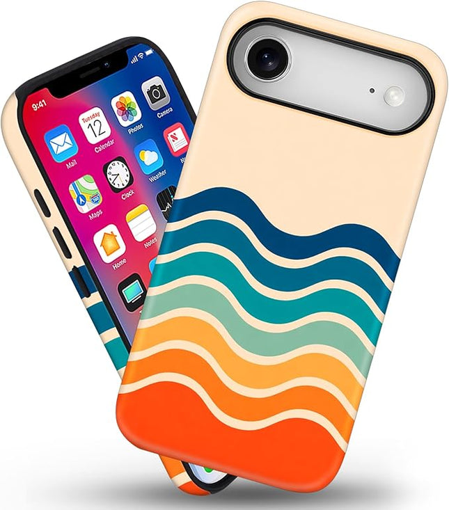 Magnetic for iPhone 17 Air Case Cute Frog Stripes Phone Case, Summer Shockproof Slim TPU and Hard PC Protective Phone Cover Compatible with MagSafe Designed for Women Girls