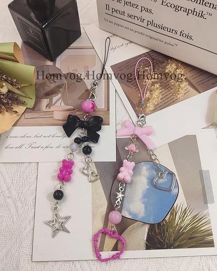 1-4PCS Cute Phone Charms Aesthetic Y2K Cell Phone Charms Strap Pink Strawberry Butterfly Star PhoneCharm Y2K Accessories for Bag Keychain Airpods Camera Pendants Decor