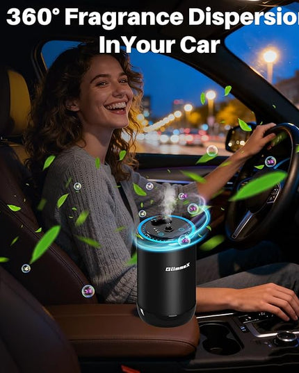 Smart Car Air Freshener Diffuser with Starry Sky Projection and 50ml Perfume, Auto On/Off Intelligent, 3 Adjustable Spray Modes Rechargeable Car Aroma Diffuser, Cologne