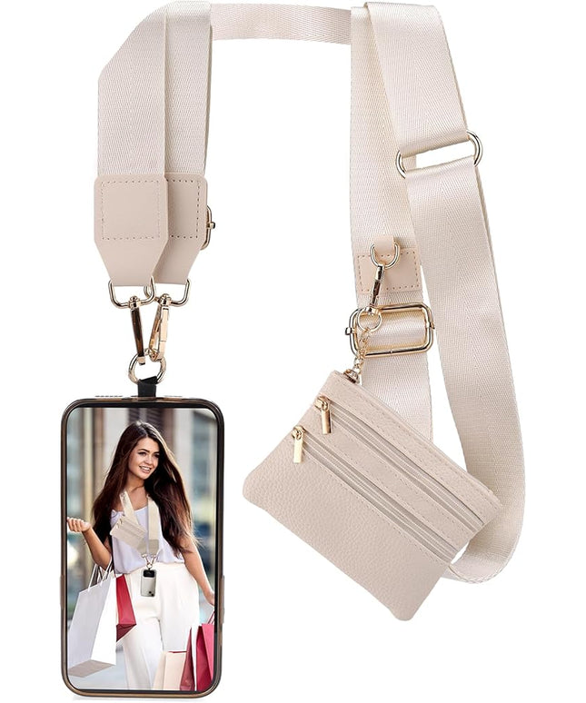 XANGNIER Clip and Go Strap for Phone with Wallet Crossbody, Phone Strap with Zippered Wallet, Adjustable Anti Theft Cellphone Lanyard for Women, Cellphone Chain Accessories,Multicolor 12