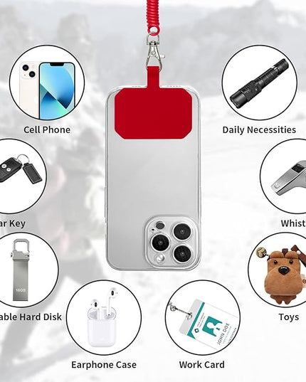 Phone Tether Lanyard Anti Theft Phone Strap with Carabiner Anti-Drop Outdoor Skiing Hiking Cycling Fishing Climbing fit iPhone and Most Cell Phones (Black+Red)