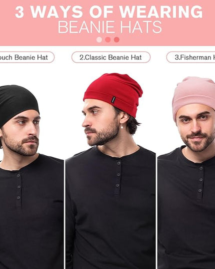 Slouchy Beanie for Women Men Soft Cotton Chemo Hats Double-Layer Warm Beanie Cap for Daily Wear & Transitional Seasons