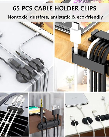 311Pcs Cable Management Organizer Kit 4 Cable Sleeve Split,53Cable Clips 12Cord Clips Holder,22 Cable Ties, 20 Adhesive Wall Cable Tie, 200Fasten Cable Ties for TV Office Home Electronics