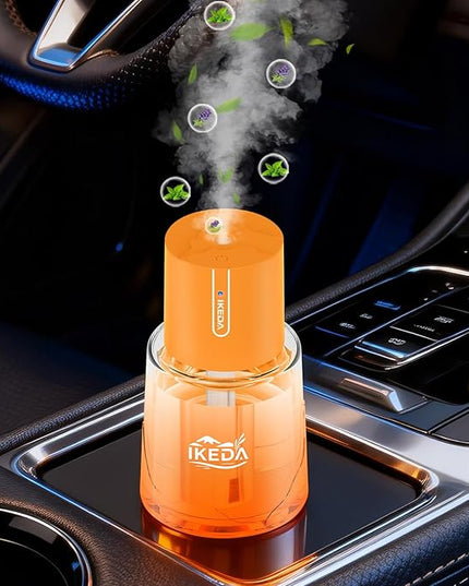 Smart Car Air Freshener,100ml Essential Oil Diffuser Aroma Diffuser, 3 Mode Adjustable Mini Scent Spray for Car with Touch Switch, Automotive Humidifier for Gift(Orange, Lavender)