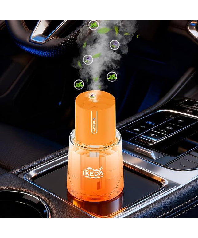 Smart Car Air Freshener,100ml Essential Oil Diffuser Aroma Diffuser, 3 Mode Adjustable Mini Scent Spray for Car with Touch Switch, Automotive Humidifier for Gift(Orange, Lavender)