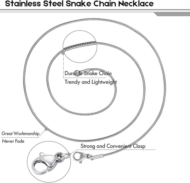 12 Pack Necklace Chains 20 Inches Stainless Steel Snake Chain Necklace with Lobster Clasps for DIY Jewelry Making, 1.2 mm
