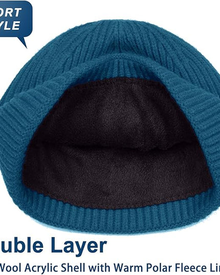 ROYBENS Swag Wool Knit Cuff Short Fisherman Beanie for Men Women, Winter Warm Hats