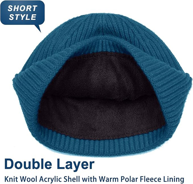 ROYBENS Swag Wool Knit Cuff Short Fisherman Beanie for Men Women, Winter Warm Hats