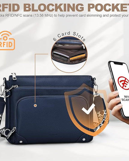 Anti-Theft Crossbody Purse for Women, Crossbody Shoulder Bag with Built-in Wallet & RFID Blocking for Travel Workout
